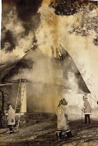 DCFD responding to a mutual aid request from Alton Fire Dept. assisted in extinguishing this Kings Factory Rd. House Fire on March 10, 1972. Photo courtesy of The Westerly Sun.